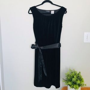 George | Black Velvet | Sleeveless Dress w/ Satin Sash